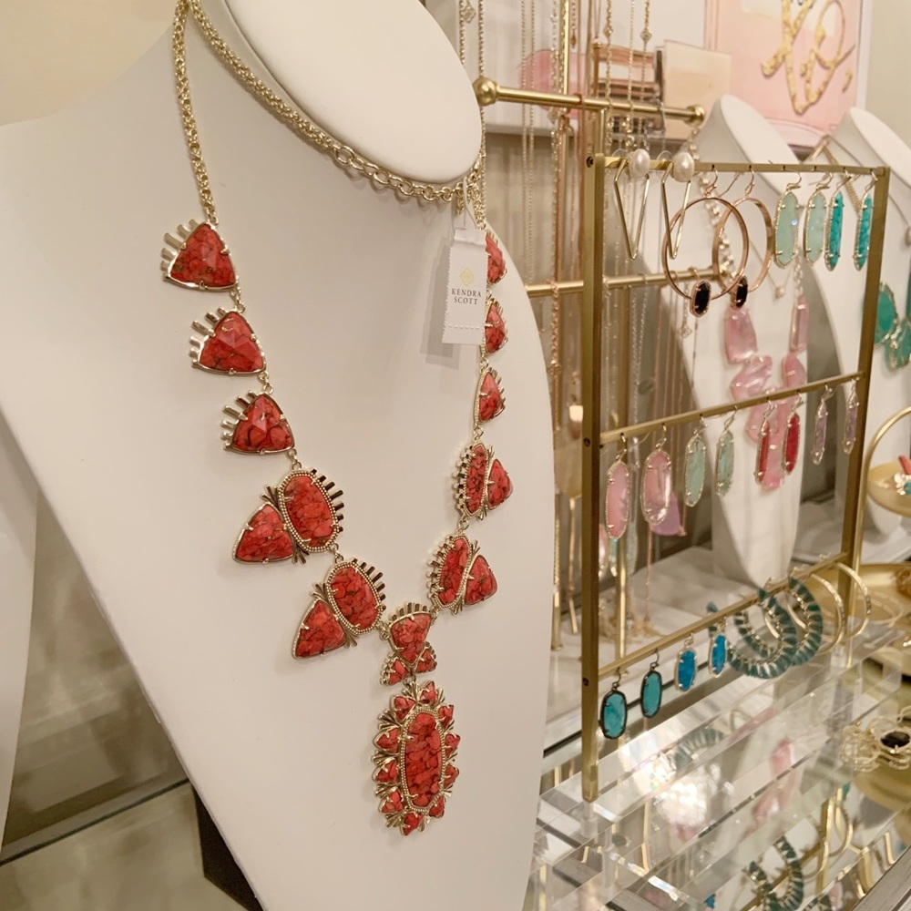 NWT Kendra Scott Havana Necklace Rodeo Exclusive Red Magnesite 14k Gold HTF